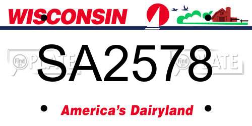 SA2578 Wisconsin License Plate