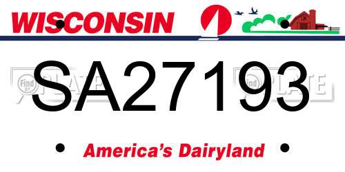 SA27193 Wisconsin License Plate
