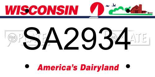 SA2934 Wisconsin License Plate