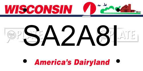 SA2A8I Wisconsin License Plate