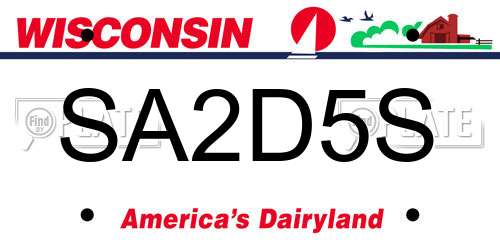 SA2D5S Wisconsin License Plate