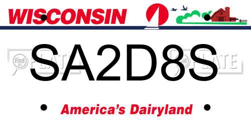 SA2D8S Wisconsin License Plate