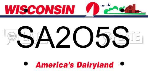 SA2O5S Wisconsin License Plate