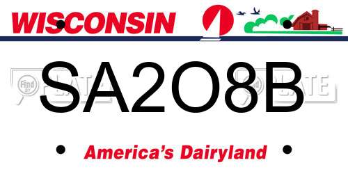 SA2O8B Wisconsin License Plate