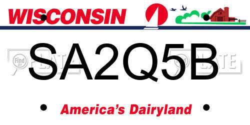 SA2Q5B Wisconsin License Plate