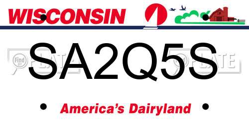 SA2Q5S Wisconsin License Plate