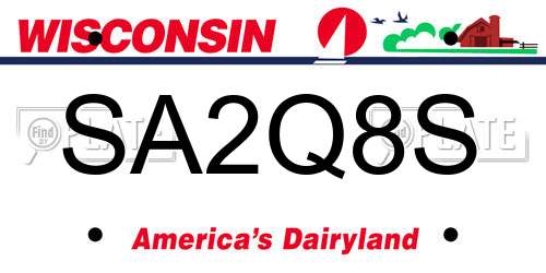 SA2Q8S Wisconsin License Plate