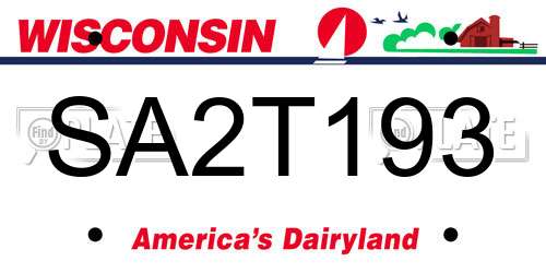 SA2T193 Wisconsin License Plate
