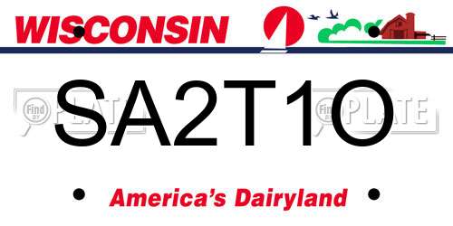 SA2T1O Wisconsin License Plate