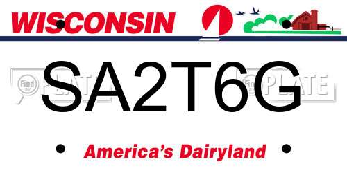 SA2T6G Wisconsin License Plate