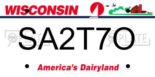 SA2T7O Wisconsin License Plate