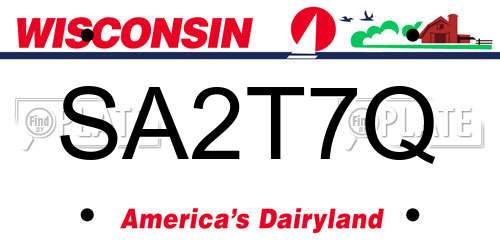 SA2T7Q Wisconsin License Plate