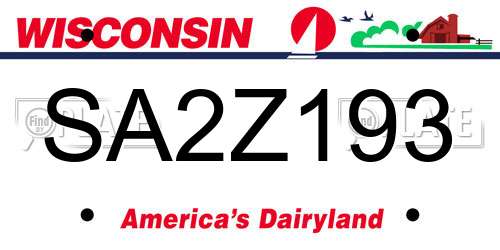SA2Z193 Wisconsin License Plate