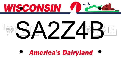 SA2Z4B Wisconsin License Plate