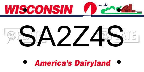 SA2Z4S Wisconsin License Plate