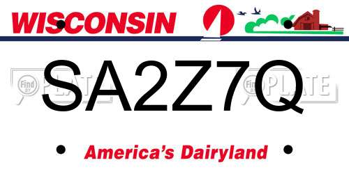 SA2Z7Q Wisconsin License Plate