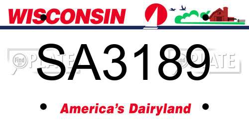SA3189 Wisconsin License Plate