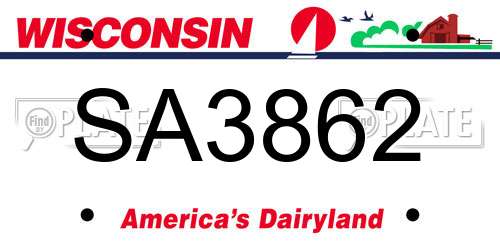 SA3862 Wisconsin License Plate