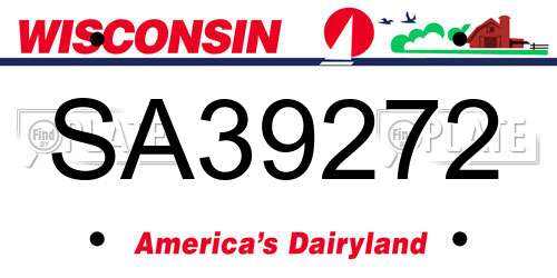 SA39272 Wisconsin License Plate