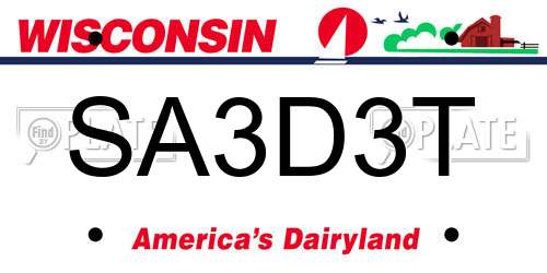 SA3D3T Wisconsin License Plate