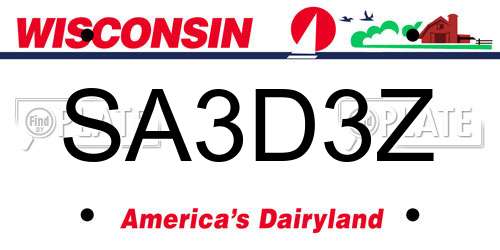 SA3D3Z Wisconsin License Plate