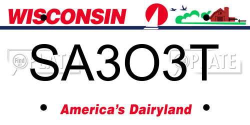 SA3O3T Wisconsin License Plate