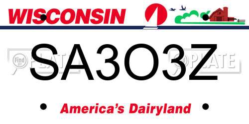 SA3O3Z Wisconsin License Plate