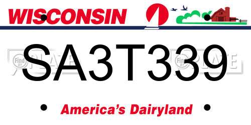 SA3T339 Wisconsin License Plate