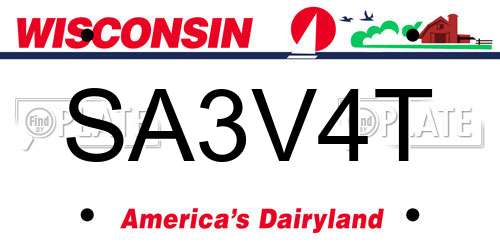 SA3V4T Wisconsin License Plate