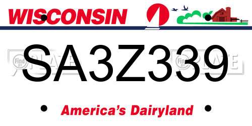 SA3Z339 Wisconsin License Plate