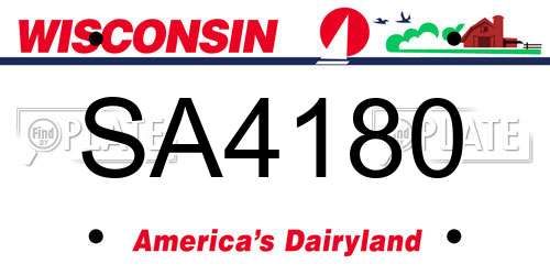 SA4180 Wisconsin License Plate