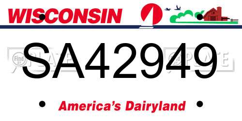 SA42949 Wisconsin License Plate