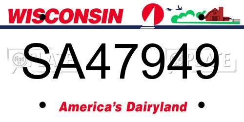 SA47949 Wisconsin License Plate