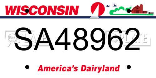 SA48962 Wisconsin License Plate