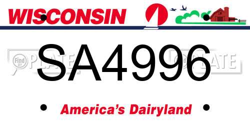SA4996 Wisconsin License Plate
