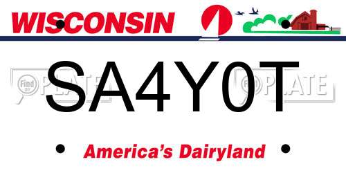 SA4Y0T Wisconsin License Plate