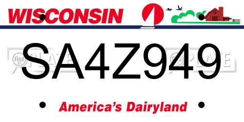 SA4Z949 Wisconsin License Plate