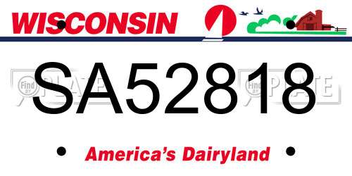 SA52818 Wisconsin License Plate