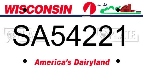 SA54221 Wisconsin License Plate