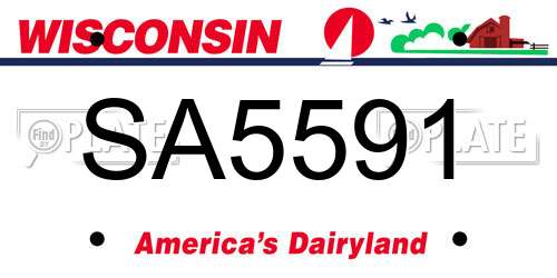 SA5591 Wisconsin License Plate
