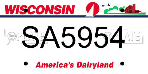 SA5954 Wisconsin License Plate