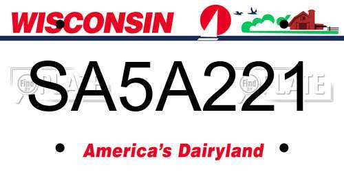 SA5A221 Wisconsin License Plate