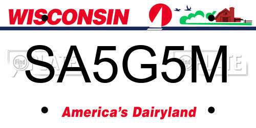 SA5G5M Wisconsin License Plate