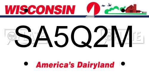 SA5Q2M Wisconsin License Plate