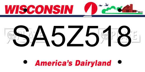 SA5Z518 Wisconsin License Plate