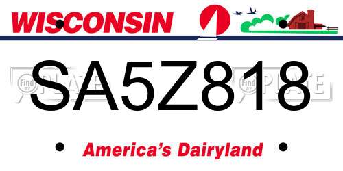 SA5Z818 Wisconsin License Plate