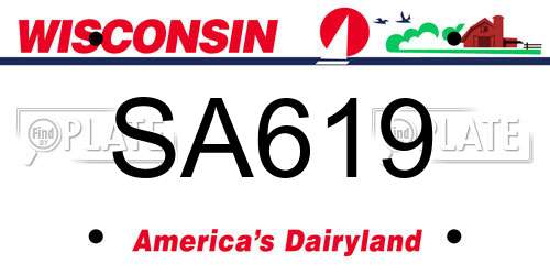 SA619 Wisconsin License Plate