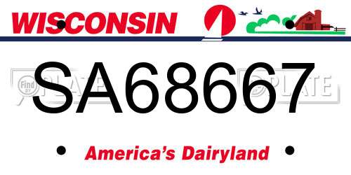 SA68667 Wisconsin License Plate