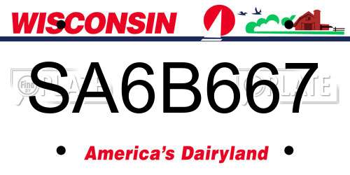 SA6B667 Wisconsin License Plate
