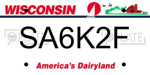 SA6K2F Wisconsin License Plate